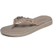 SKECHERS MEDITATION LUXE - DAZZLING FO Dames Slippers - Taupe
