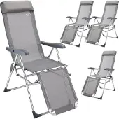 Casaria Tuinstoel 4 stuks Grijs Aluminium