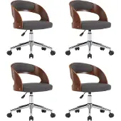 vidaXL Eetkamerstoelen 4 st draaibaar gebogen hout en stof grijs
