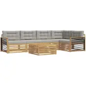 vidaXL Buiten bank set 6 st Wit en Lichtgrijs Polyester