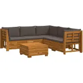 vidaXL 6 st Buiten bank set Massief Acacia Hout Bruin