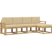 vidaXL Buiten bank set 5 st Wit en Beige