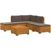 vidaXL 6 st Buiten bank set Massief Acacia Hout Bruin