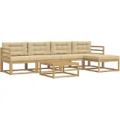 vidaXL Buiten bank set 6 st Wit en Beige Polyester