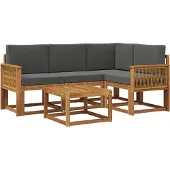 vidaXL Buiten bank set 5 st Natuurlijk en Antraciet Polyester