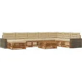 vidaXL Buiten bank set 9 st Natuurlijk en Beige Massief Acacia Hout