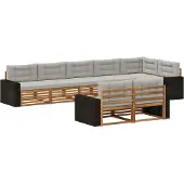vidaXL Buiten bank set 8 st Naturel en lichtgrijs