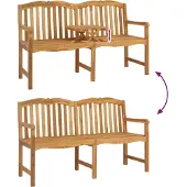 vidaXL Handgesneden schelpbank 155 x 60 x 94 cm Massief Teakhout