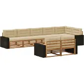 vidaXL Tuinset met 8 zitplaatsen, natuurlijke en beige kleuren
