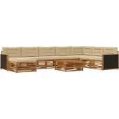 vidaXL Buiten bank set 9 st Natuurlijk en Beige Massief Acacia Hout