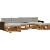 vidaXL Buiten bank set 6 st Naturel en lichtgrijs Massief Acacia Hout