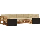 vidaXL Buiten bank set 6 st Natuurlijk en Beige Massief Acacia Hout