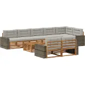 vidaXL Buiten bank set 9 st Naturel en lichtgrijs Solid Acacia Wood