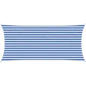 vidaXL Zonneschaduwzeil Blauw en Wit 2 x 5 m HDPE