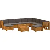 vidaXL 11 st Buiten bank set Massief Acacia Hout Bruin