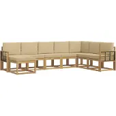 vidaXL Buiten bank set 8 st Wit en Beige
