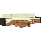 vidaXL Buiten bank set 5 st Natuurlijk en Crème Massief Acacia Hout