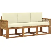 vidaXL Buiten bank set 3 st Natuurlijk en Crème Polyester