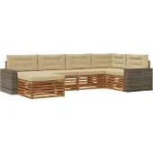 vidaXL Buiten bank set 6 st Natuurlijk en Beige