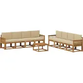 vidaXL Buiten bank set 9 st Natuurlijk en Beige Polyester