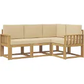 vidaXL Buiten bank set 4 st Wit en Beige