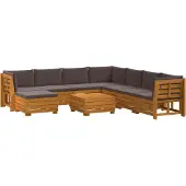 vidaXL 9 st Buiten bank set Massief Acacia Hout Bruin