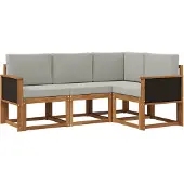 vidaXL Buiten bank set 4 st Naturel en lichtgrijs Polyester