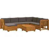 vidaXL 8 st Buiten bank set Massief Acacia Hout Bruin