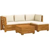 vidaXL 5 st Buiten bank set Massief Acacia Hout Bruin