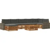 vidaXL Tuinset met 8 zitplaatsen, natuurlijke en antraciet kleur