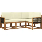 vidaXL Tuinset met 4 zitplaatsen, natuurlijke en crème kleur, polyester