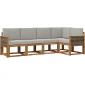 vidaXL Buiten bank set 5 st Naturel en lichtgrijs Polyester