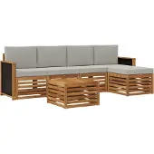 vidaXL Buiten bank set 6 st Naturel en lichtgrijs