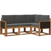 vidaXL Buiten bank set 4 st Natuurlijk en Antraciet Polyester