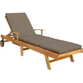 vidaXL Zonnebed met kussen, 100% polyester, met stevig teakhout