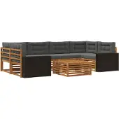 vidaXL Buiten bank set 7 st Natuurlijk en Antraciet Polyester