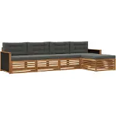 vidaXL Buiten bank set 5 st Natuurlijk en Antraciet Polyester