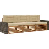vidaXL Buiten bank set 3 st Natuurlijk en Beige Polyester