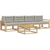 vidaXL Buiten bank set 4 st Wit en Lichtgrijs