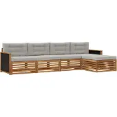 vidaXL Buiten bank set 5 pcs Naturel en lichtgrijs Polyester