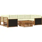 vidaXL Buiten bank set 7 st Natuurlijk en Crème Polyester