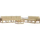 vidaXL Tuinset met 7 zitplaatsen, wit en beige