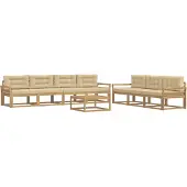 vidaXL Tuinset met 7 zitplaatsen, wit en beige