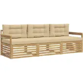 vidaXL Buiten bank set 3 st Wit en Beige Polyester