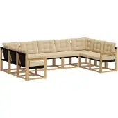 vidaXL Buiten bank set 9 st Wit en Beige