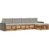 vidaXL Buiten bank set 5 pcs Naturel en lichtgrijs Polyester