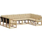 vidaXL Buiten bank set 9 st Wit en Beige