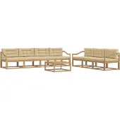 vidaXL Tuinset met 7 zitplaatsen, wit en beige