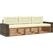 vidaXL Buiten bank set 3 st Natuurlijk en Crème Polyester