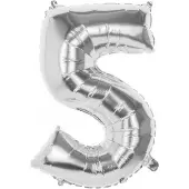 Wefiesta Folie ballon cijfer 5 zilver | 86 cm